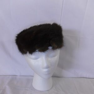 Vintage 50's 60's Gimbles Hat Pillbox Brown Fur